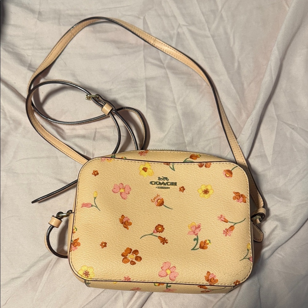 Coach Floral Crossbody Bag - Tan and Orange